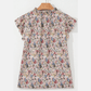 Adra Boho Floral Frilled Button Neck Ruffle Short Sleeve Blouse