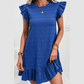 Roberta Blue Textured Flutter Sleeve Ruffled Mini Dress