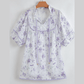 Faron Purple Floral Trimmed Detail Split Neck PLUS SIZE Top