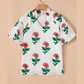 Lauretta Floral Print Shirred Split Neck Short Sleeve Blouse