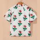 Lauretta Floral Print Shirred Split Neck Short Sleeve Blouse