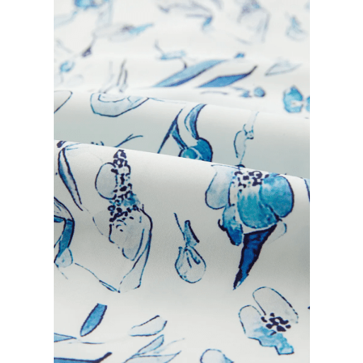 Lex Sky Blue Floral Print Ruffled Short Sleeve Blouse