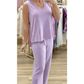 Tandy Orchid Petal Mineral Wash Casual Round Neck Tank and Straight Loose Drawstring Pants Set