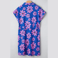 Dena Purple Floral Striped Quarter Zip Cap Sleeve Drawstring Waist Mini Dress