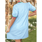 Harmony Contrast Striped Notched V Neck Puff Sleeve Mini Dress