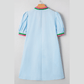 Harmony Contrast Striped Notched V Neck Puff Sleeve Mini Dress