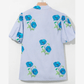 Sophia Sky Blue Floral Print Tie Split Neck Short Puff Sleeve Blouse