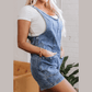 Neatra Dusk Blue Sleeveless U Neck Patched Pocket Denim Romper