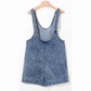 Neatra Dusk Blue Sleeveless U Neck Patched Pocket Denim Romper
