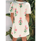 Carlette Apricot Floral Short Sleeve Split Neck Loose Mini Dress