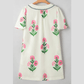 Carlette Apricot Floral Short Sleeve Split Neck Loose Mini Dress