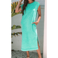 Alexa Aqua Mineral Wash Pocketed T-shirt Long Dress