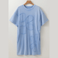 Buffy Sky Blue Mineral Wash Flower Patchwork Mini T Shirt Dress