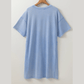 Buffy Sky Blue Mineral Wash Flower Patchwork Mini T Shirt Dress