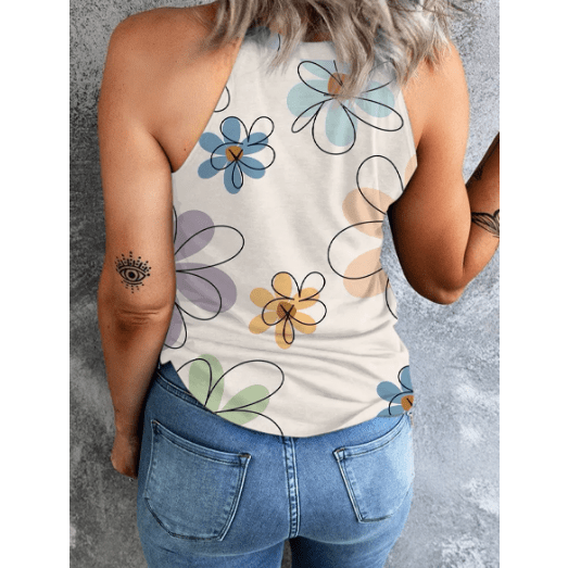 Chantrell Beige Sweet Floral Tank Top