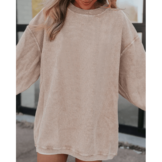 Karmen Apricot Ribbed Corded Oversized Sweatshirt