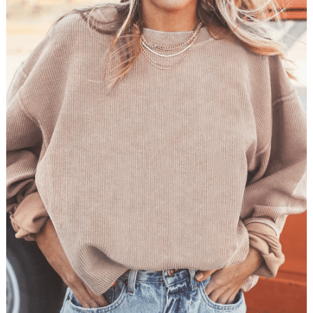 Karmen Apricot Ribbed Corded Oversized Sweatshirt