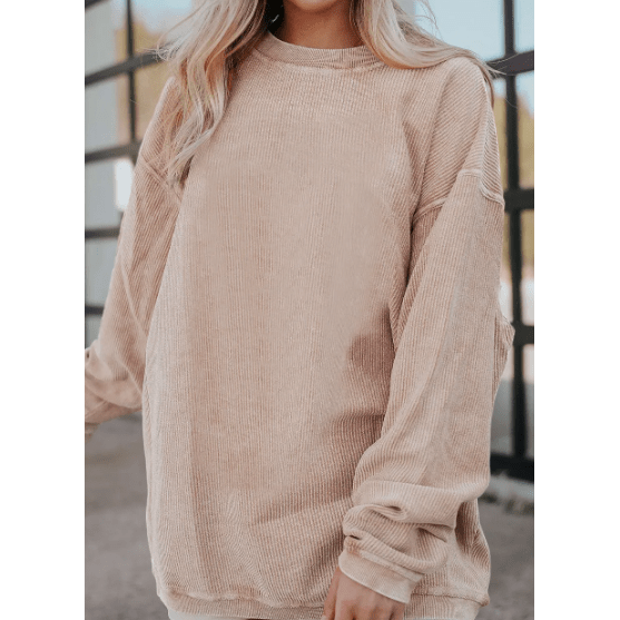 Karmen Apricot Ribbed Corded Oversized Sweatshirt