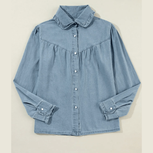 Jeren Dusk Blue Turn-down Collar Chambray Shirt