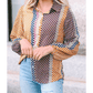 Nadine Brown Dot Print Long Sleeve Button Down Shift Shirt