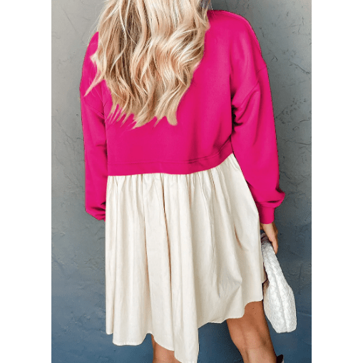 Ronni Pink Sweatshirt Poplin Mini Dress