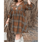 Candis Brown Plaid Pattern Empire Waist PLUS SIZE Babydoll Dress - 1X to 3X