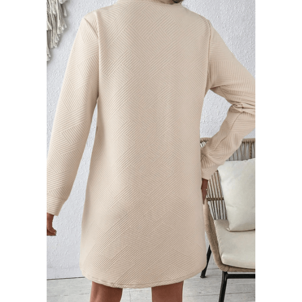 Shea Apricot Textured Long Sleeve Shift Dress