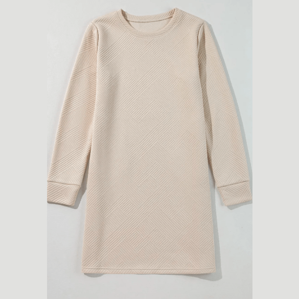 Shea Apricot Textured Long Sleeve Shift Dress