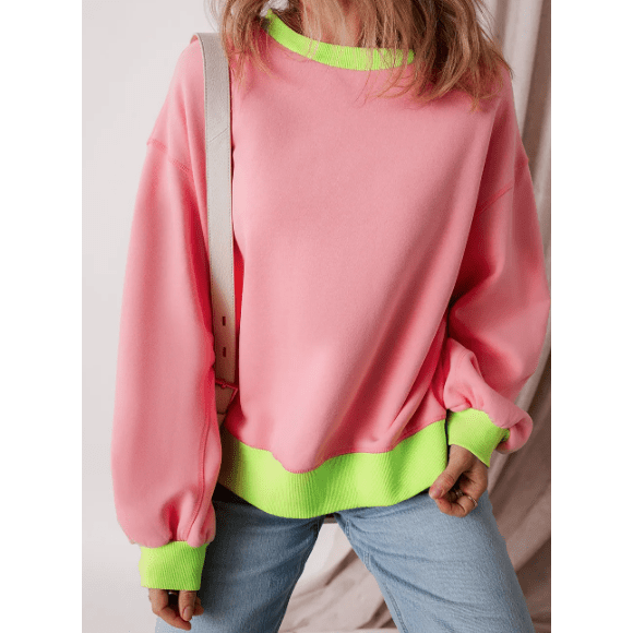 Issa Pink Colorblock Bubble Sleeve Sweatshirt