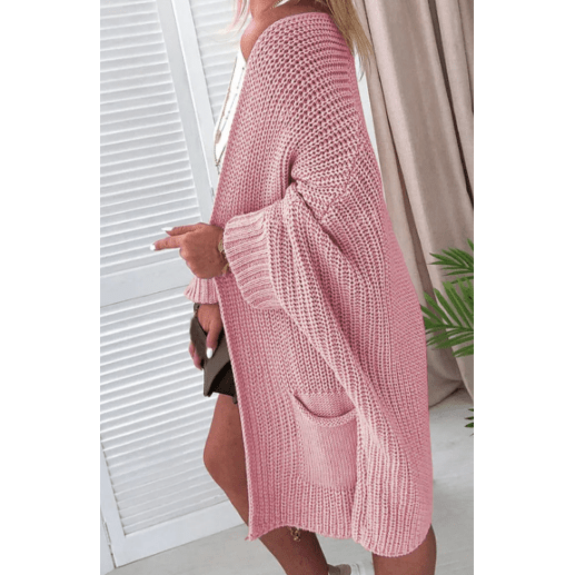 Jessika Pink Oversized Fold Over Sleeve Sweater Cardigan