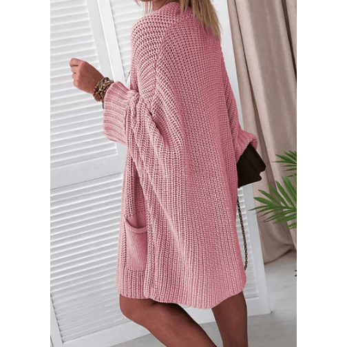 Jessika Pink Oversized Fold Over Sleeve Sweater Cardigan