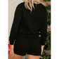 Black Sequin Merry Graphic Pullover and Shorts Outfit