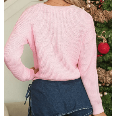 Pink Merry & Bright Pop Up Letter Waffle Knit Sweater