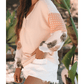 REDUCED!!!  Tini Palm Leaves Polka Dot Puff Sleeve Patchwork V Neck Loose Blouse  REDUCED!!!