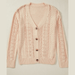 Tyra Beige Open Knit Drop Shoulder Sweater Cardigan