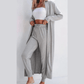 REDUCED!!!  Jacklyn Light Grey Split Long Cardigan and Skinny Pants Lounge Set  REDUCED!!!