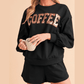 Sequined Black COFFEE Loose Fit Sweatshirt and Shorts Set