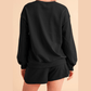 Sequined Black COFFEE Loose Fit Sweatshirt and Shorts Set