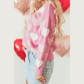Fae Pink Pearled Heart Print Valentines Crew Neck Sweater