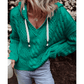 Alice Sea Green Cable Knit V Neck Contrast Drawstring Hooded Sweater
