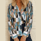 REDUCED!!!  Nance Green Geometric Print Buttoned Balloon Sleeve Loose Fit Shirt  REDUCED!!!