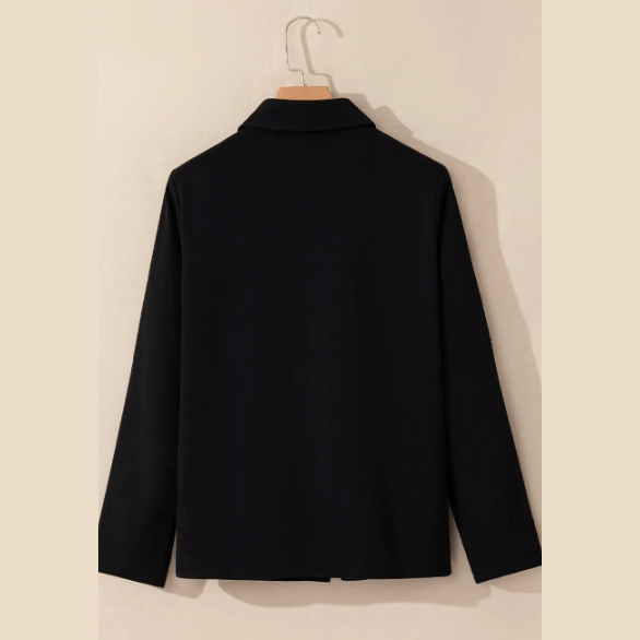 REDUCED!!!  Anetta Black Collar Tab Sleeve Zip Up Flap Detail Jacket  REDUCED!!!