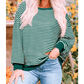 Carina Green Stripe Loose Drop Shoulder Long Sleeve Top