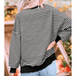 Carina Black Stripe Loose Drop Shoulder Long Sleeve Top