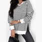 REDUCED!!!  Udelle Black Stripe Raglan Sleeve Side Slits Loose Sweatshirt  REDUCED!!!