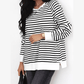 REDUCED!!!  Udelle Black Stripe Raglan Sleeve Side Slits Loose Sweatshirt  REDUCED!!!