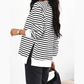 REDUCED!!!  Udelle Black Stripe Raglan Sleeve Side Slits Loose Sweatshirt  REDUCED!!!