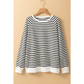 REDUCED!!!  Udelle Black Stripe Raglan Sleeve Side Slits Loose Sweatshirt  REDUCED!!!