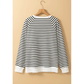 REDUCED!!!  Udelle Black Stripe Raglan Sleeve Side Slits Loose Sweatshirt  REDUCED!!!