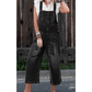 Mackie Black Distressed Bib Pocket Wide Leg Denim Overall